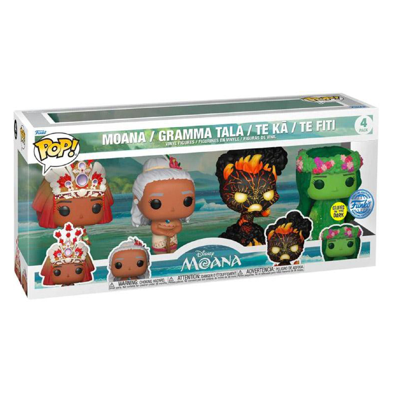 Funko Pop! Moana Gramma Tala Te Ka Te Fiti 4 Pack Exclusivo Glow