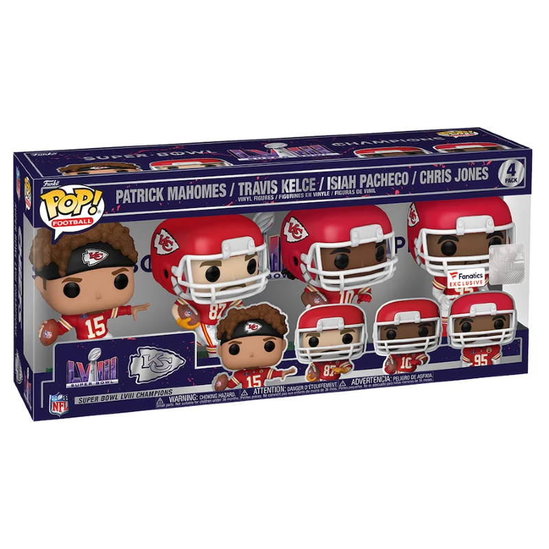 Funko Pop! Patrick Mahomes Travis Kelce Isiah Pacheco Chris Jones