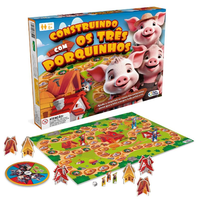 Jogo Construindo com os Três Porquinhos Educativo Divertido - Relu Magazine