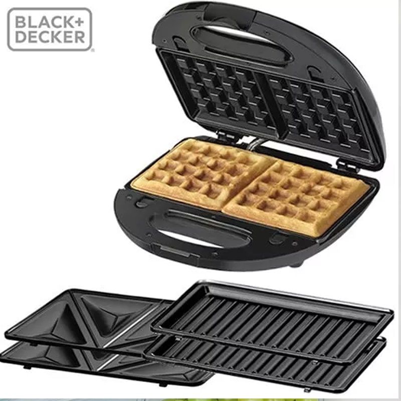 Grill Máquina Waffle E Sanduicheira Black Decker 3 Em 1 Kubbo
