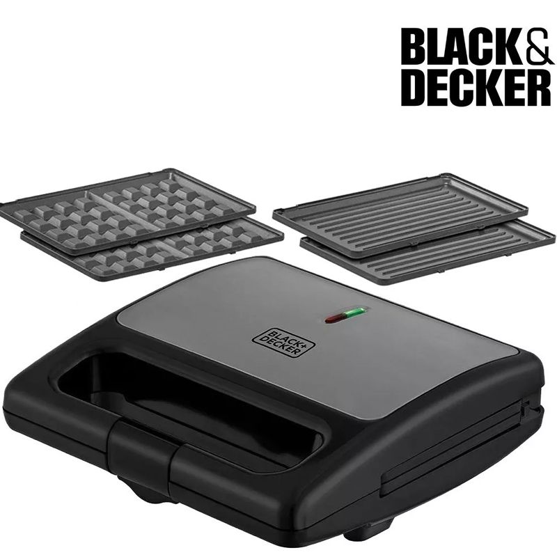Grill Sanduicheira E Máquina De Waffle Black Decker 2 Em 1 Desmontável