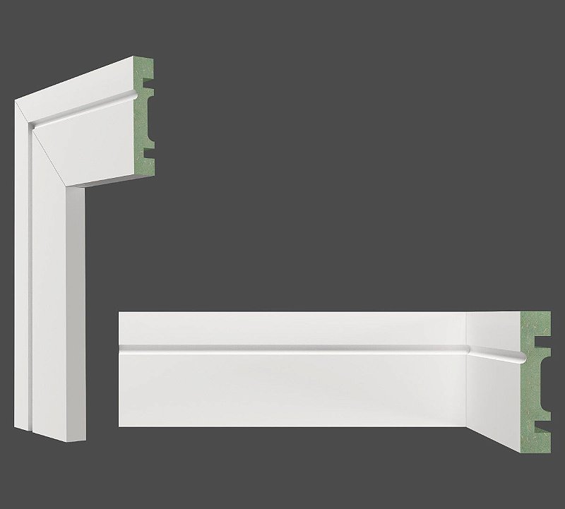 Rodapé e Guarnição Branco em MDF 7cm ULTRA com friso fino 703 - preço por barra com 15mm de espessura e 2,40 metros lineares *