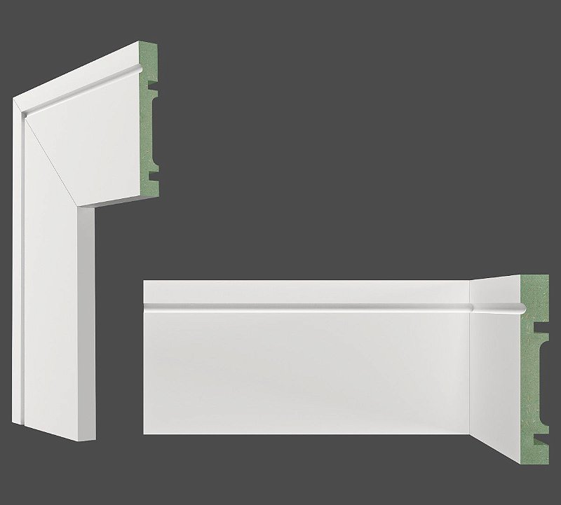Rodapé e Guarnição Branco em MDF 10cm ULTRA com friso fino 1003- preço por barra com 15mm de espessura e 2,40 metros lineares *