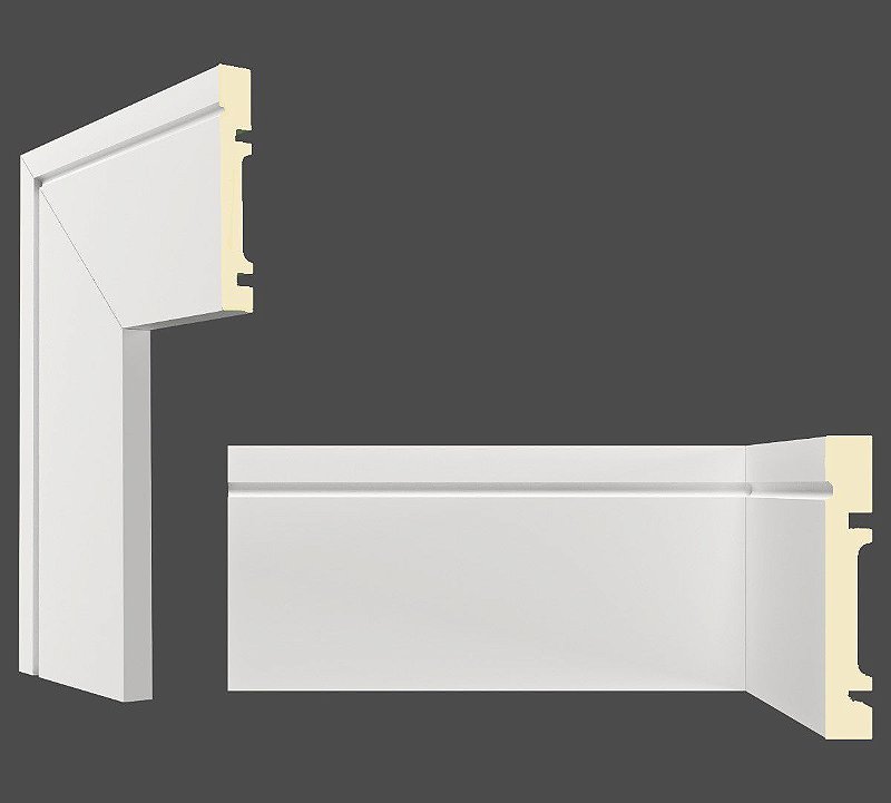 Rodapé e Guarnição Branco em MDF 10cm com friso fino 1003 - preço por barra com 15mm de espessura e 2,40 metros lineares *