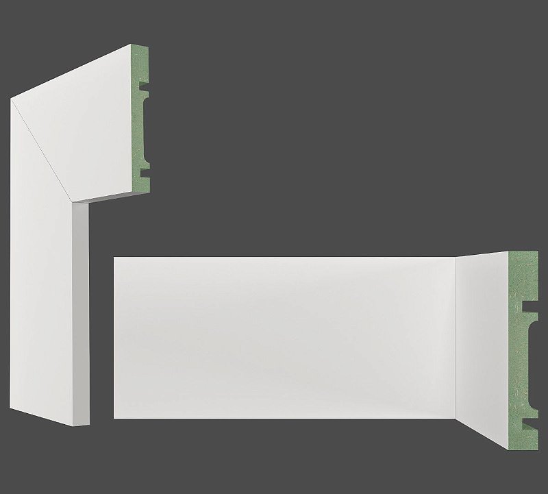 Rodapé e Guarnição Branco em MDF 10cm ULTRA sem friso 1001 - preço por barra com 15mm de espessura e 2,40 metros lineares *