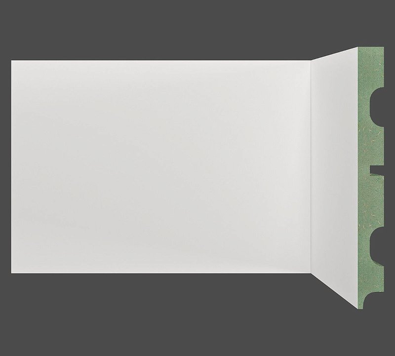 Rodapé Branco em MDF 15cm ULTRA sem friso 1501 - preço por barra com 15mm de espessura e 2,40 metros lineares *