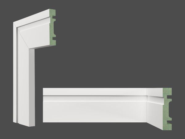 Rodapé e Guarnição Branco em MDF 8cm ULTRA com friso moderno 802 - preço por barra com 15mm de espessura e 2,40 metros lineares *