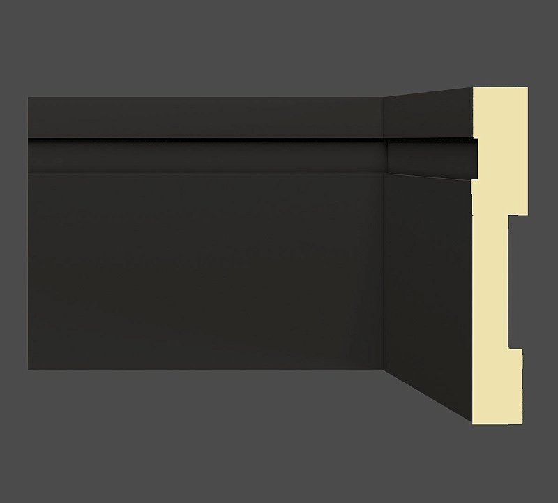 Rodapé e Guarnição MDF 15 cm 1502 com friso moderno BLACK / PRETO - preço por barra com 15mm de espessura e 2,40 metros lineares