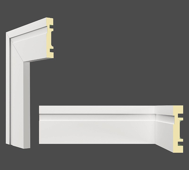 Rodapé e Guarnição Branco em MDF 10cm com friso moderno - preço por barra com 15mm de espessura e 2,40 metros lineares *
