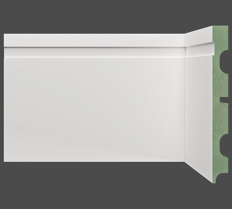 Rodapé Branco em MDF 15cm ULTRA com friso moderno 1502 com 15mm de espessura e 2,40 metros lineares