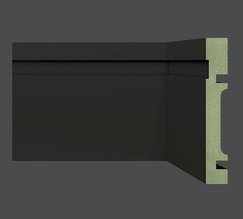 Rodapé e Guarnição MDF Ultra 10 cm 1002 resistente à umidade BLACK / PRETO - preço por barra com 15mm de espessura e 2,40 metros lineares