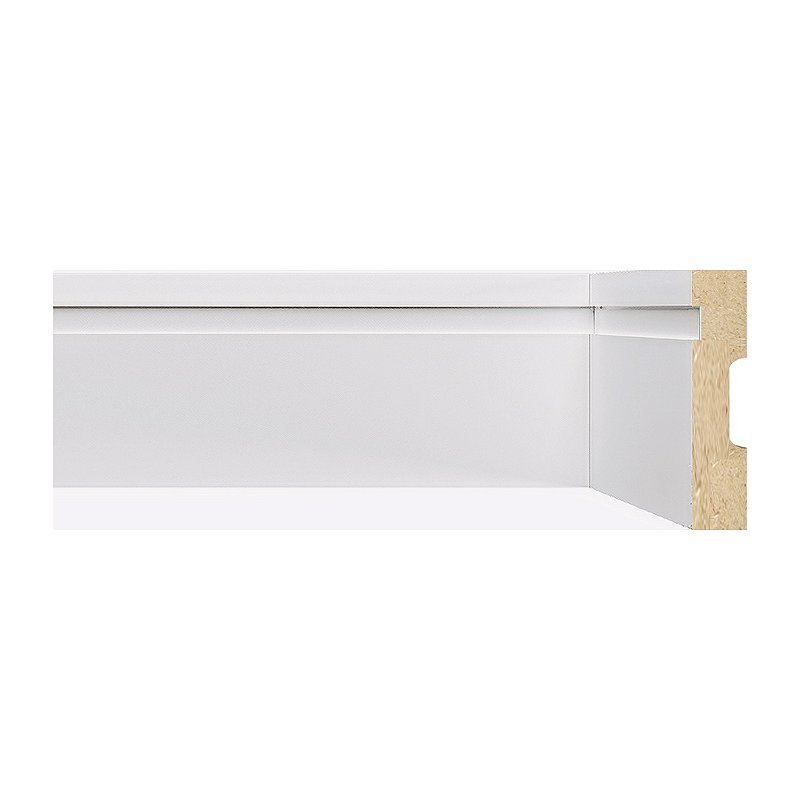 Rodapé e Guarnição Branco em MDF 8cm com friso moderno - modelo 802 - preço por barra com 15mm de espessura e 2,40 metros lineares *