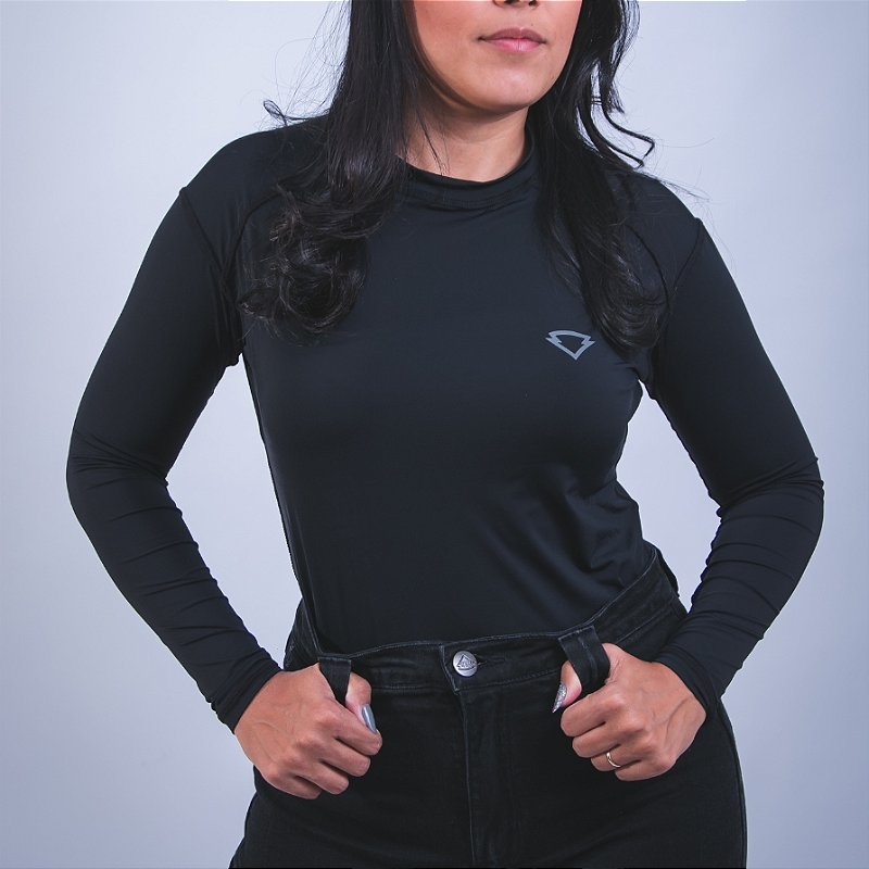 Blusa Segunda Pele Feminina - Logo chumbo — vista frontal do produto