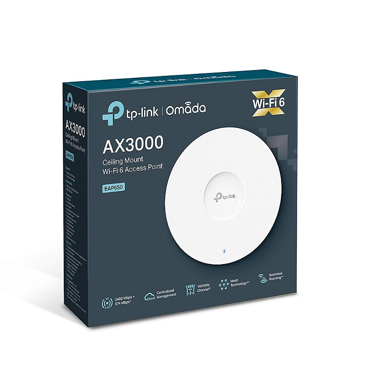 Access Point Teto WiFi 6 Omada TP-LInk EAP650 Gigabit AX3000