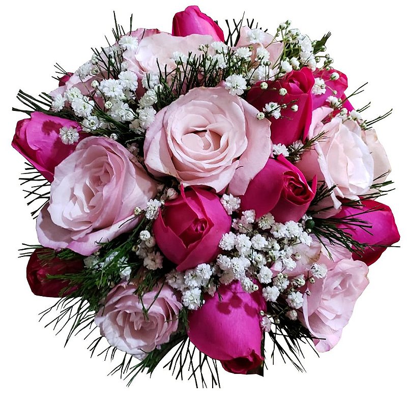 Buqu Com Rosas Nacionais Cor De Rosa E Pink Florex Tica