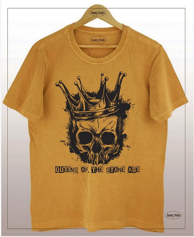 Camiseta Queens Of The Stone Age - Skulls Queen - Whisky – Algodão - Estonada- Camiseta Santo Cristo