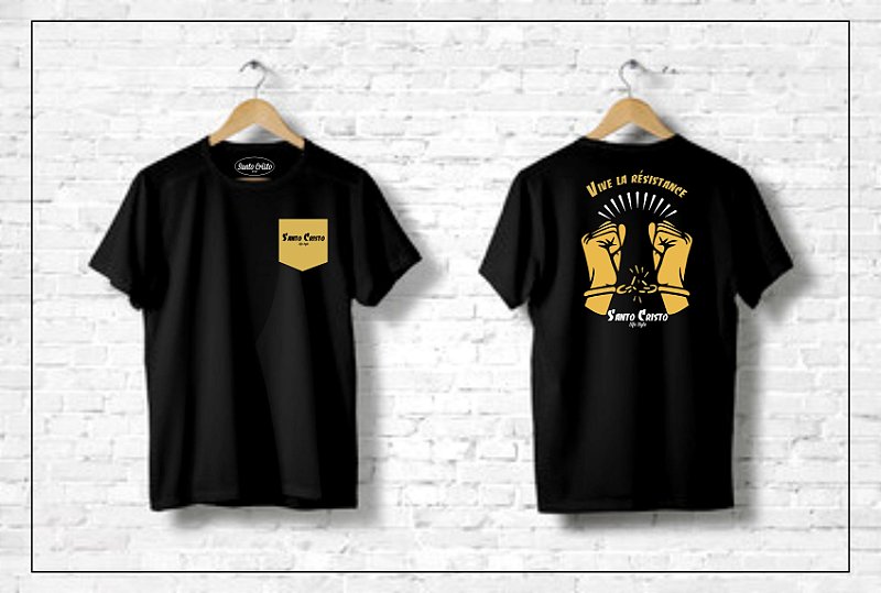 Camiseta VIVE LA RÉSISTANCE - Preta Vintage -Algodão - Estonada - Camiseta Santo Cristo