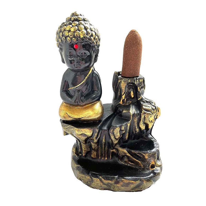 Incensário cascata Buda Hindu dourado