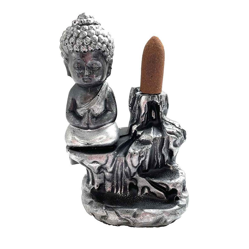 Incensário cascata Buda Hindu prata