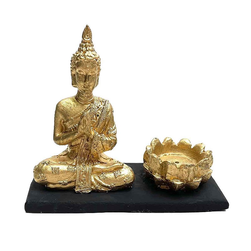Incensário Buda Hindu flor dourado