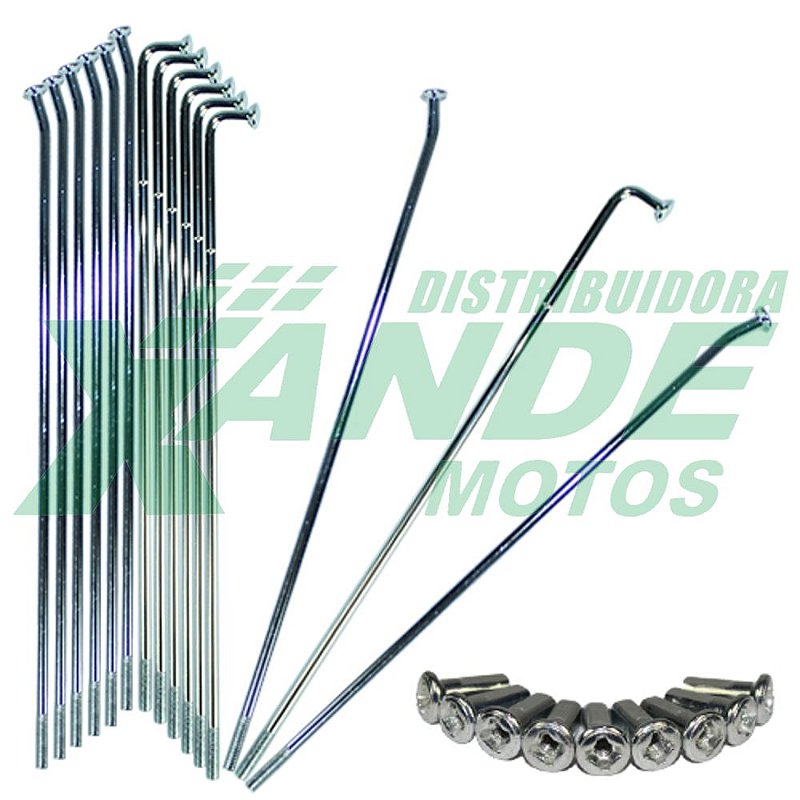 KIT DE RAIO CROMADO MOTO CROSSER 150 FREIO A TAMBOR TRASEIRO 4MM