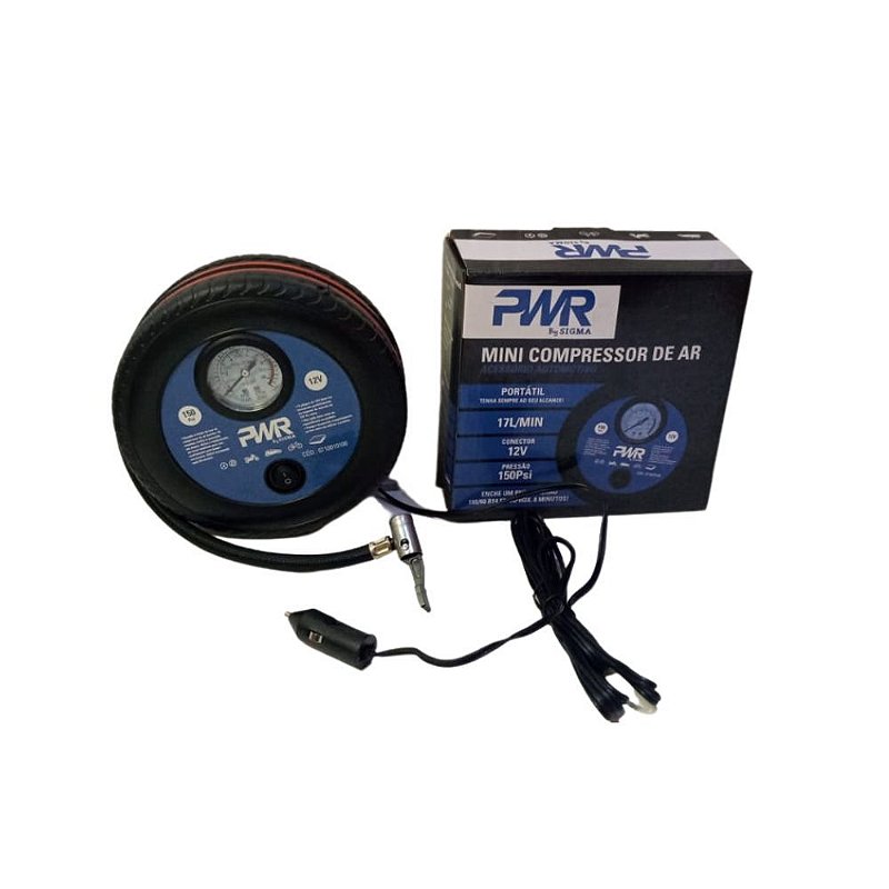 MINI COMPRESSOR DE AR PORTATIL 12V 150PSI 17 LMIN - SIGMA - Chico