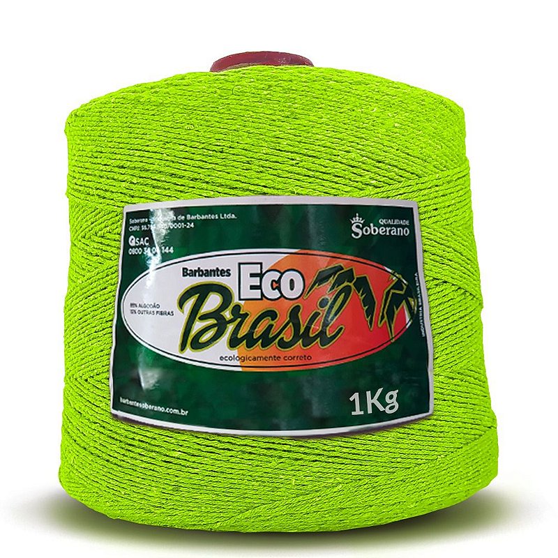 Green☆Greenページ Barbante 1kg Eco Brasil Soberano Verde Neon - Carmenn Barbantes e Fios