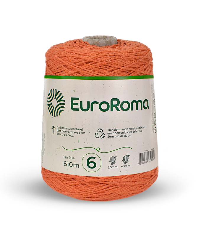 Barbante Euroroma 600g Fio 6 Cor - Laranja - Carmenn Barbantes e Fios