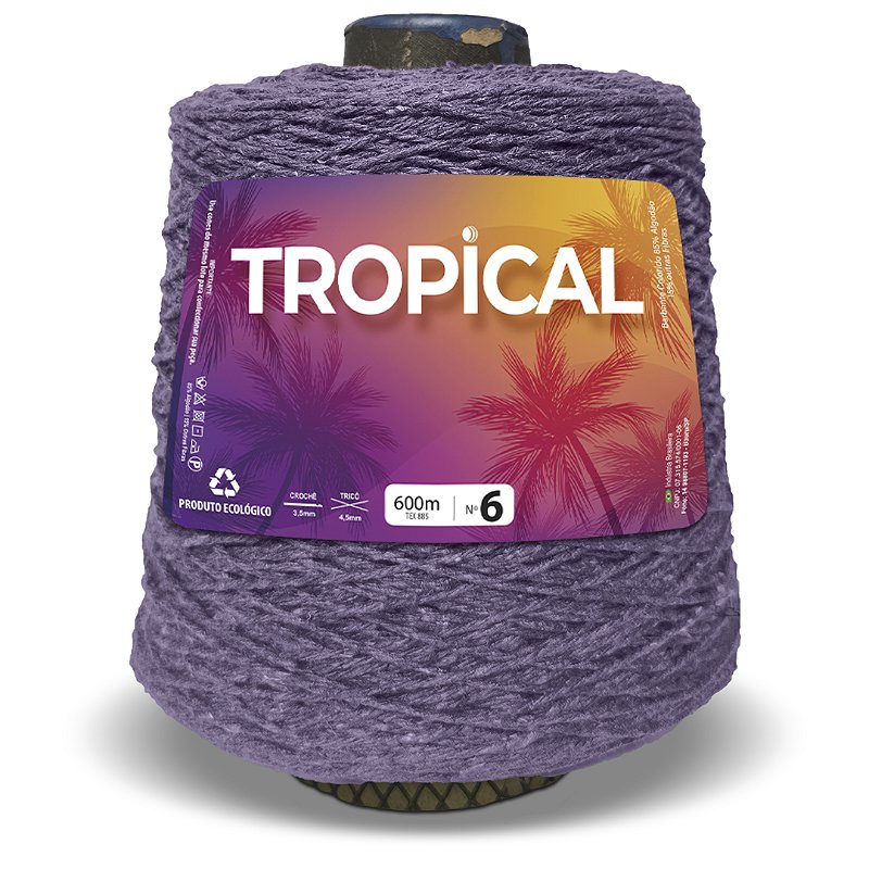紫 Barbante Tropical 600m Fio 6 - Cor Roxo - Carmenn Barbantes e Fios