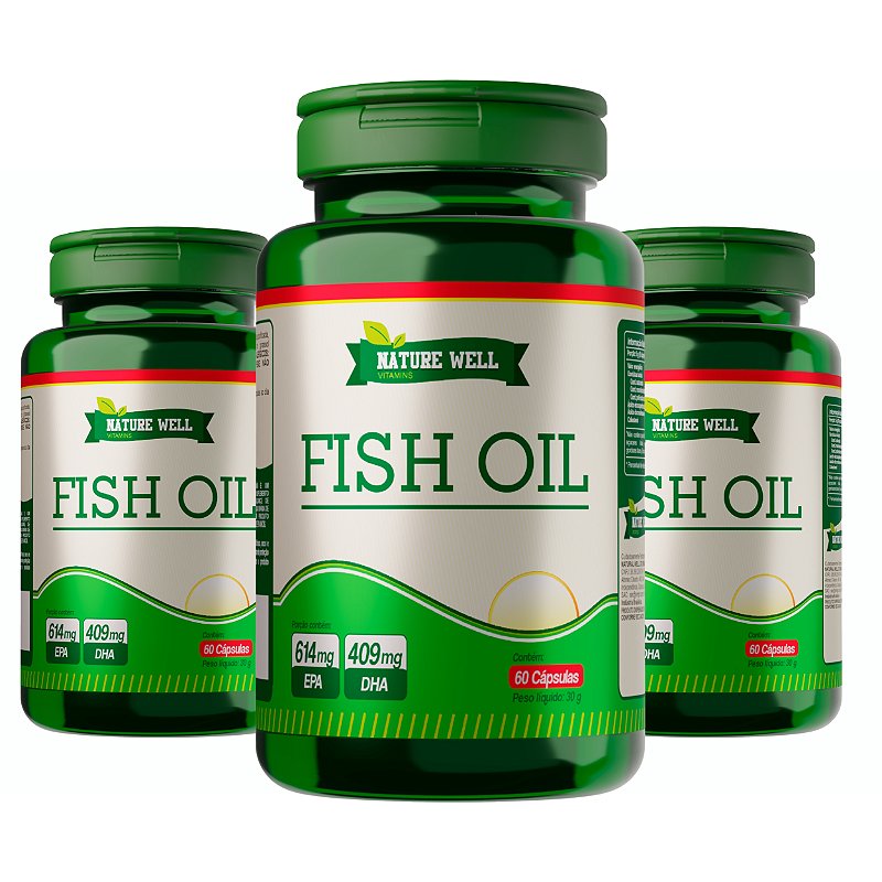 Ômega 3 500mg 3 Unid Fish Oil Nature Well 60 Cápsulas Pharma