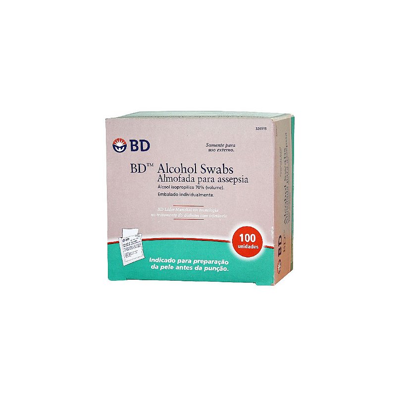 Alcohol Swabs BD 100 Unidades Farmácia Central do Diabético