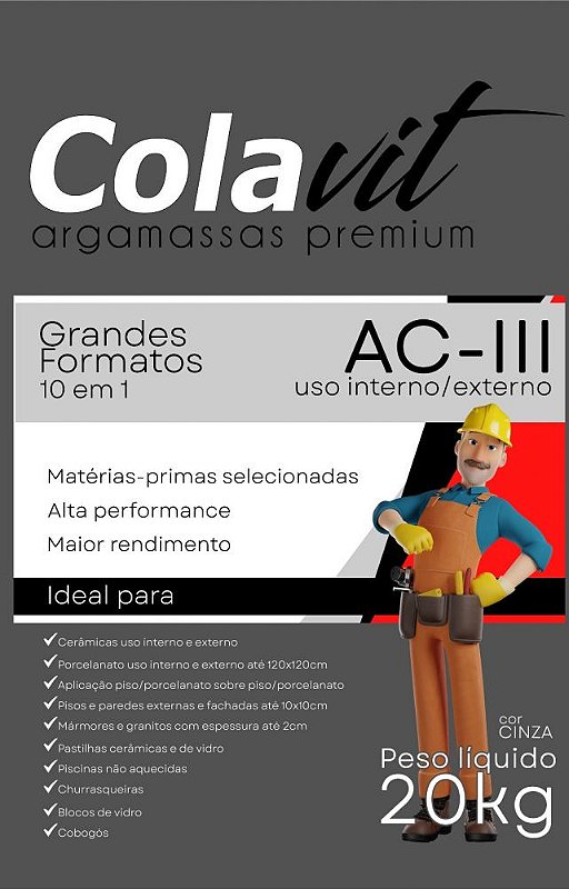 Argamassa Colavit AC-III 20kg Cinza