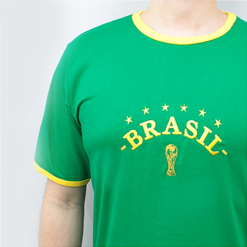 Camiseta Brasil Verde Bordada - Frank Arts Grafite