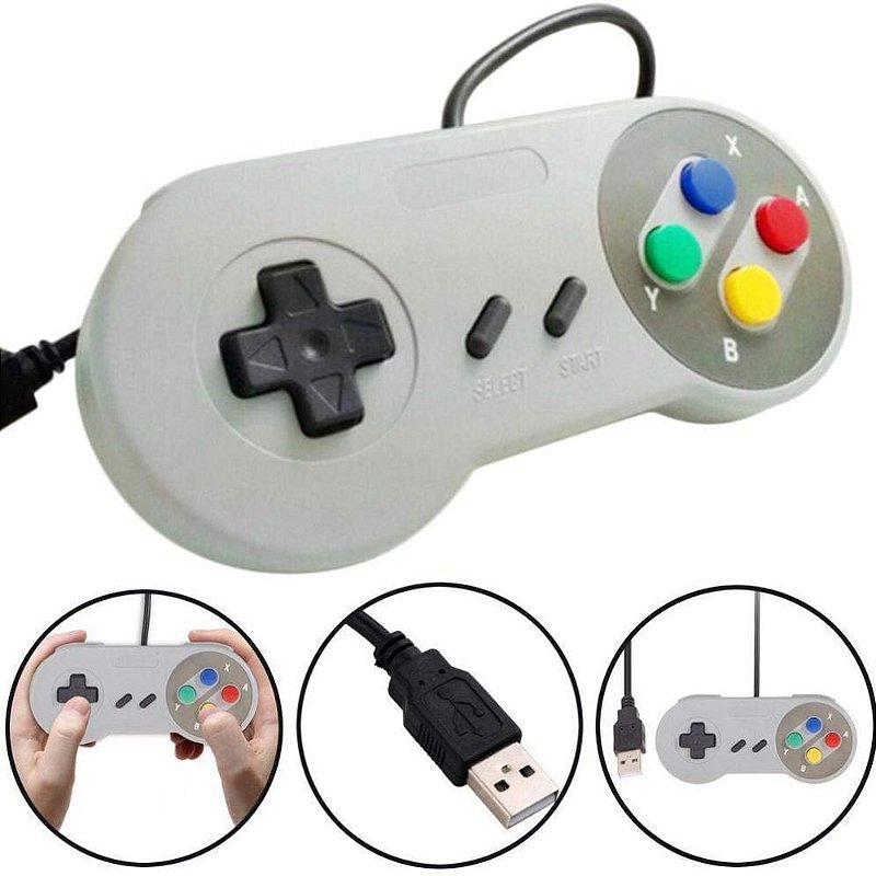 Controle USB Super Nintendo Snes Emulador Computador KNUP KP-3124