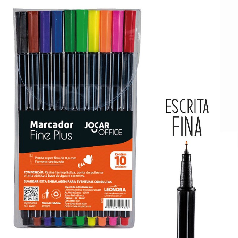 Caneta Marcador Ponta Fina 0,4mm com 10 Cores Uso Artístico