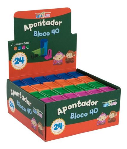 Apontador Escolar Bloco 40 - C/ 24 Unid - Atacado