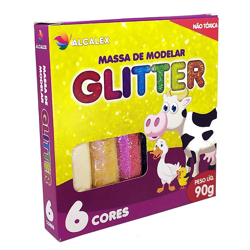 Caixa de Massinha de Modelar 6 Cores c/ GLITTER