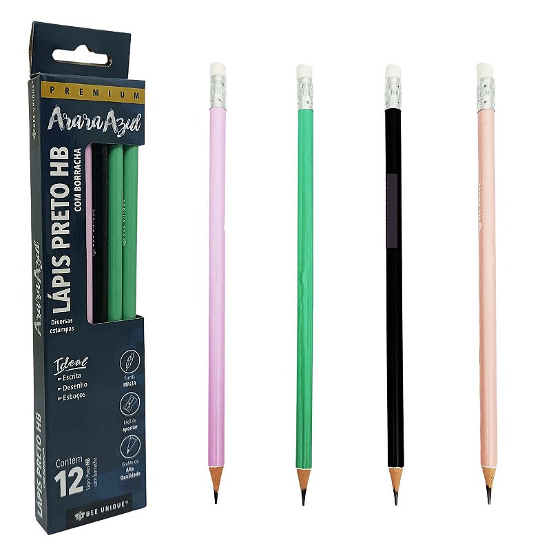Lápis Escrever HB Premium Escrita Macia - Colorido