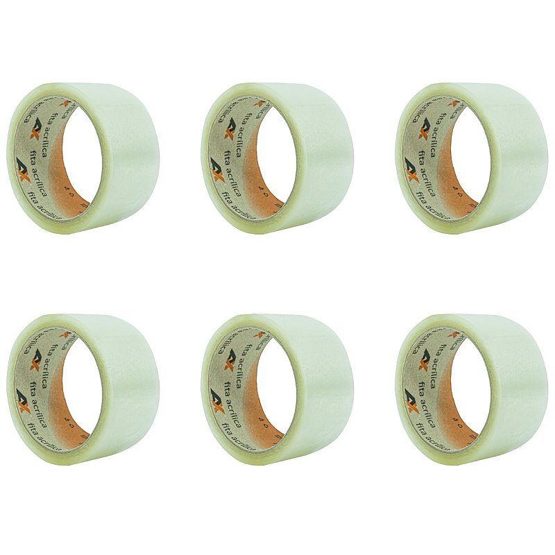 Pacote de Fita Adesiva Transparente Larga 45mm X 40m para Embalagem - Pacote com 6 Unidades