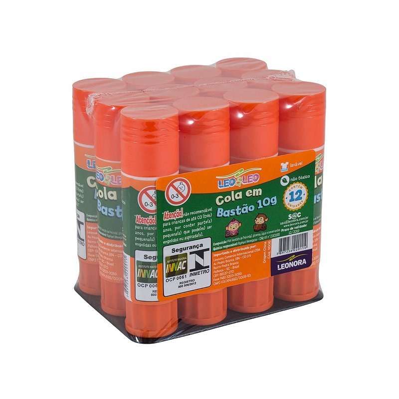 Cola Bastão 10g Retrátil Leo e Leo - Pack com 12 Unidades