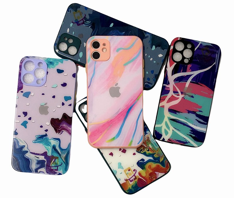 Capa Para Celular Apple Fundo de Vidro Estampas Confetes - Capas no