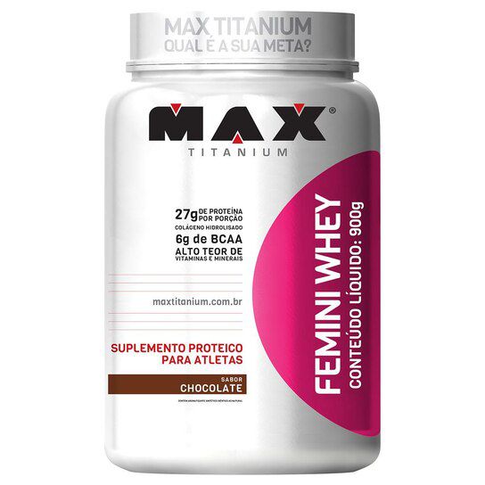 100% Whey Max Titanium Sabor Morango Com 900g