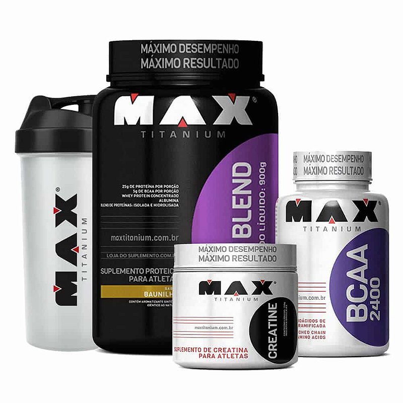 Kit Massa Blend Max (Whey + BCAA + Creatina + Coq) - Fortão Suplementos