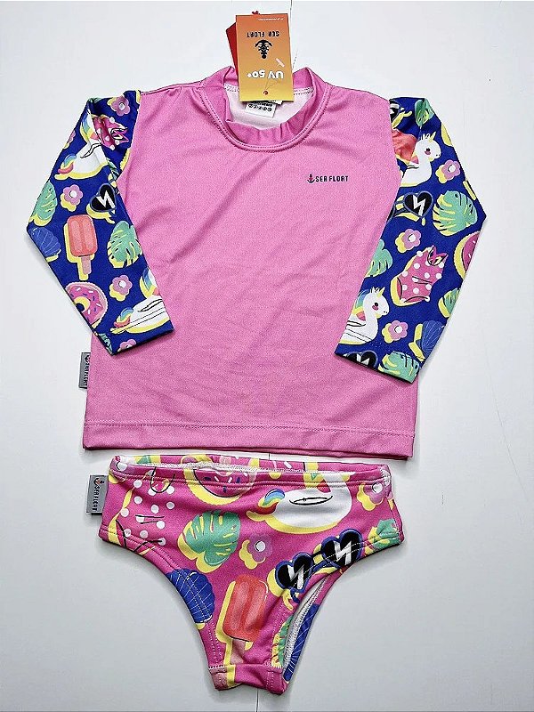 Roupa de Praia Biquini Infantil Sea Float com proteção 50UV ...