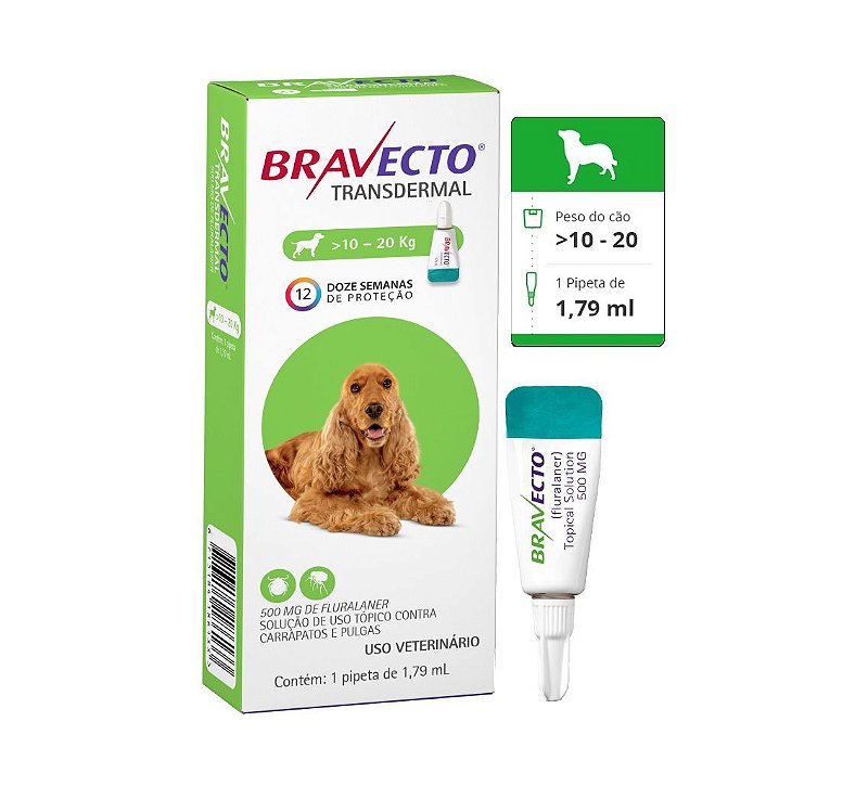 Bravecto Transdermal (Cães 10kg a 22kg) - 1 pipeta - DogLivery ...