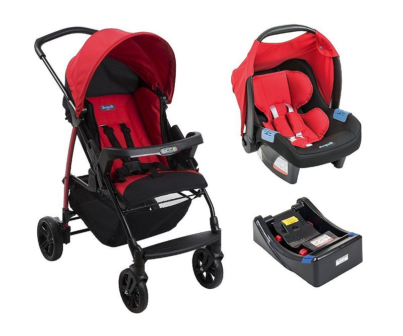 carrinho de bebe burigotto ecco red com bebe conforto touring se