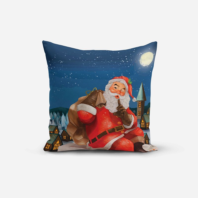 Capa Para Almofada Natal Papai Noel Ho Ho Ho 45x45cm - DadePresente