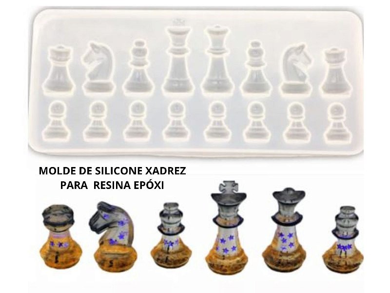 VILLFUL 6 Peças Molde De Xadrez Molde De Bandeja De Silicone Molde De Sabão  Molde De Espelho Guarnição Moldes De Argila De Polímero De Xadrez De  Silicone Moldes De Cristal Molde De 