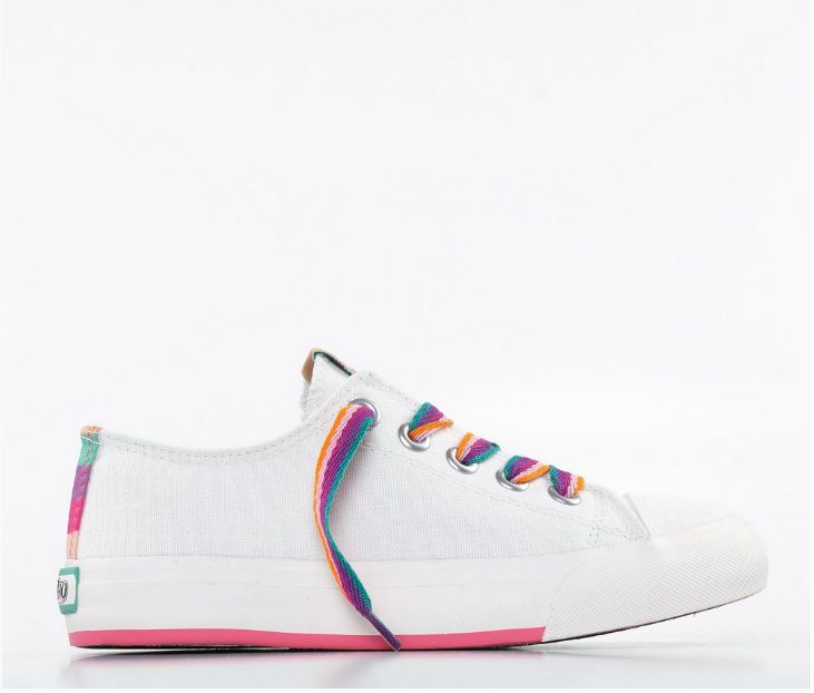 Tênis CAPRICHO Feminino Like Canvas Lona Stripes - Branco - Estilo Calçados  e Acessórios