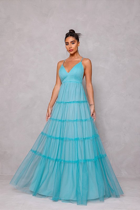 Vestido Shirley Azul Serenity - SODALITA - Os melhores vestidos de festa